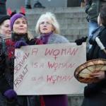 Demonstrators opposed sexism at rallies in Cologne, Germany, on Saturday.